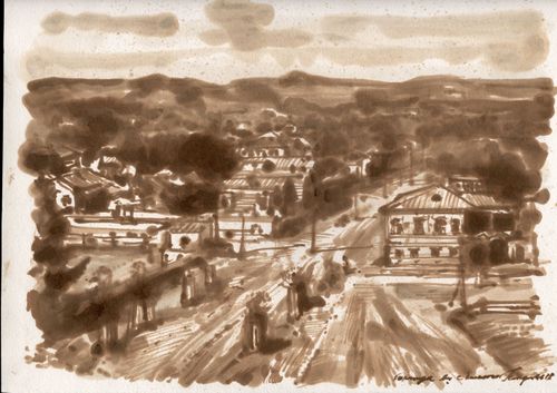 Sarapul - vista desde Kalancha. Mercado en 1930-40, serie "Old Sarapul".