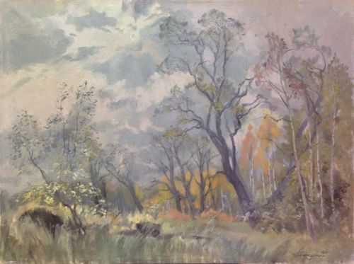 Pintura "Autumn on the marsh" (Outono no pântano)