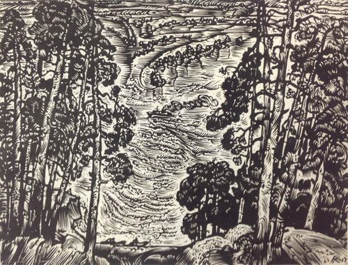 Pintura "Red Borough", série "23 Views of the Kama River" (23 vistas do rio Kama)